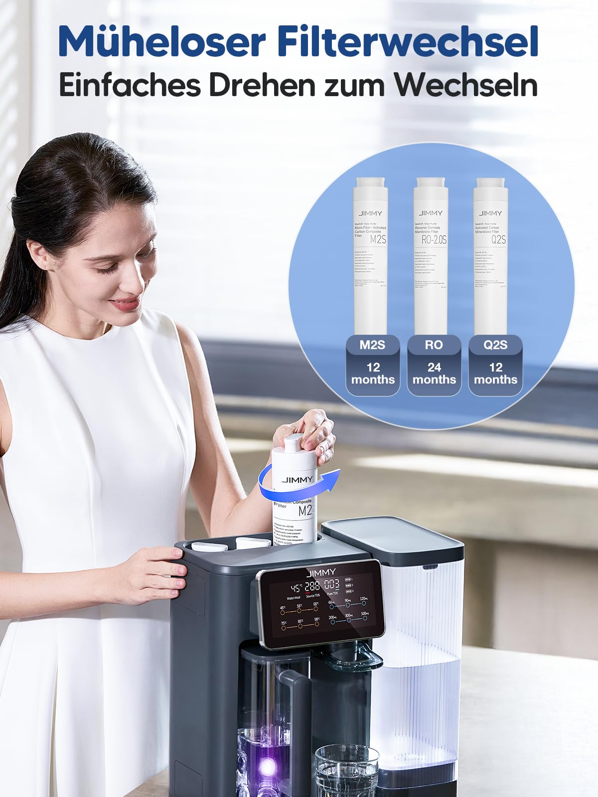 R9 Umkehrosmoseanlage Trinkwasser Heißwasserspender 7 Stufen RO Mineralien UV 3S Heizung 7 Temp TDS Monitor