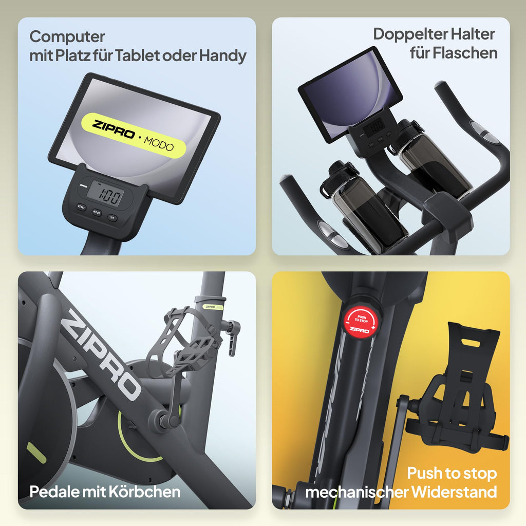 Heimtrainer Fahrrad mit App und Handpuls Ergometer für 145 bis 195 cm für Cardiotraining zu Hause