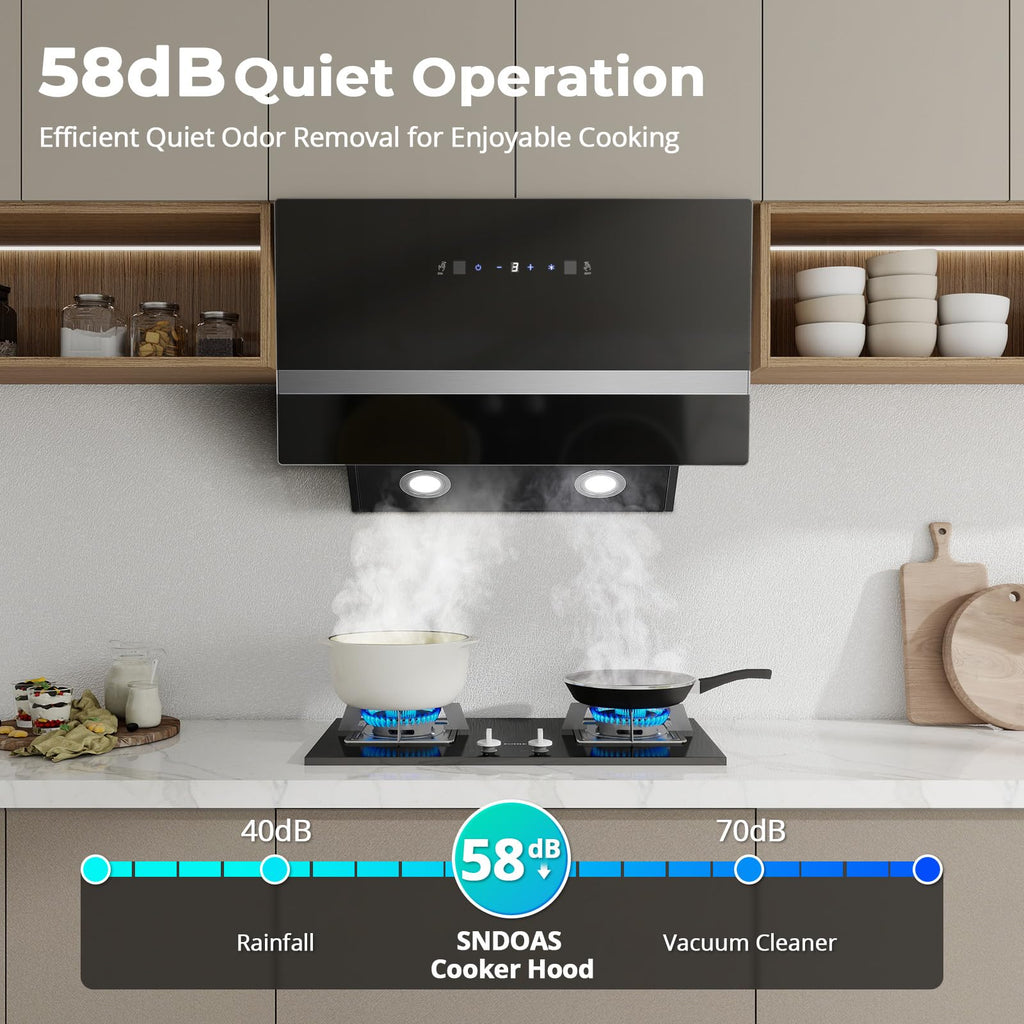 Dunstabzugshaube 60 cm 450 m³ pro Stunde mit Gestensteuerung und Touchscreen Energieklasse A+++ für Küche