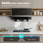 Dunstabzugshaube 60 cm 450 m³ pro Stunde mit Gestensteuerung und Touchscreen Energieklasse A+++ für Küche