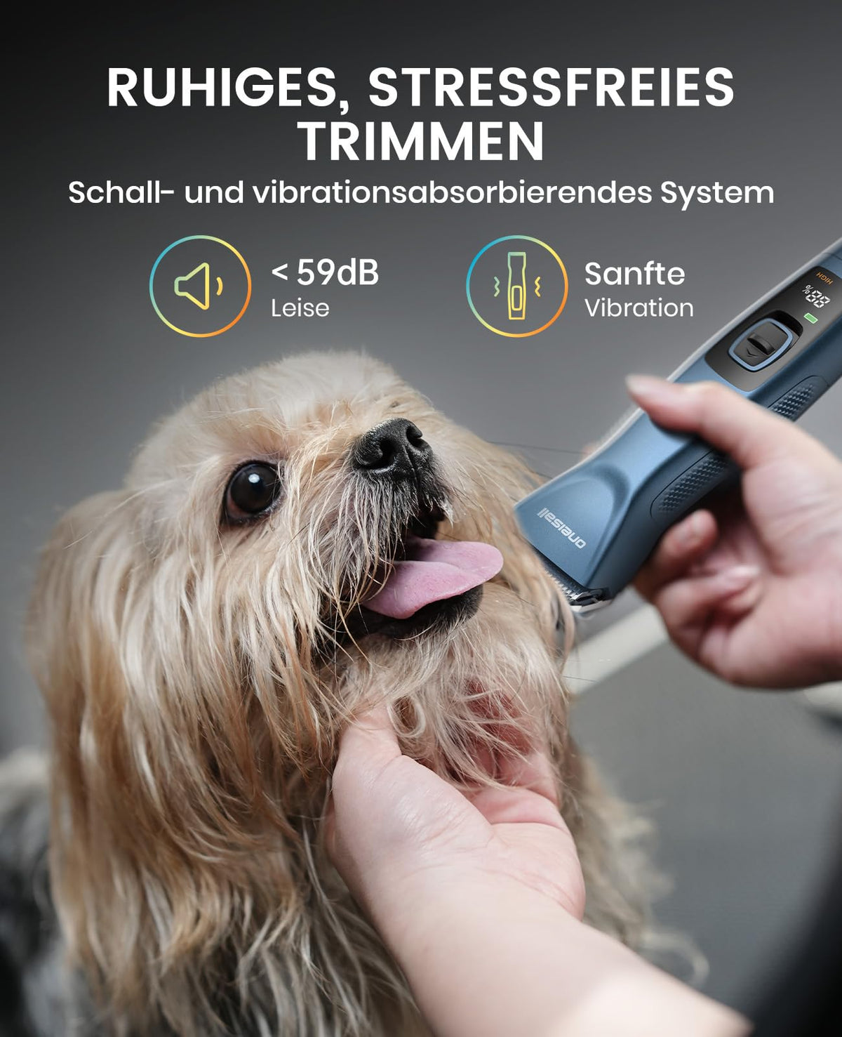 Profi Hundeschermaschine für Langhaar, leise wiederaufladbare Tierhaarschneidemaschine mit 1 Akku für Hunde