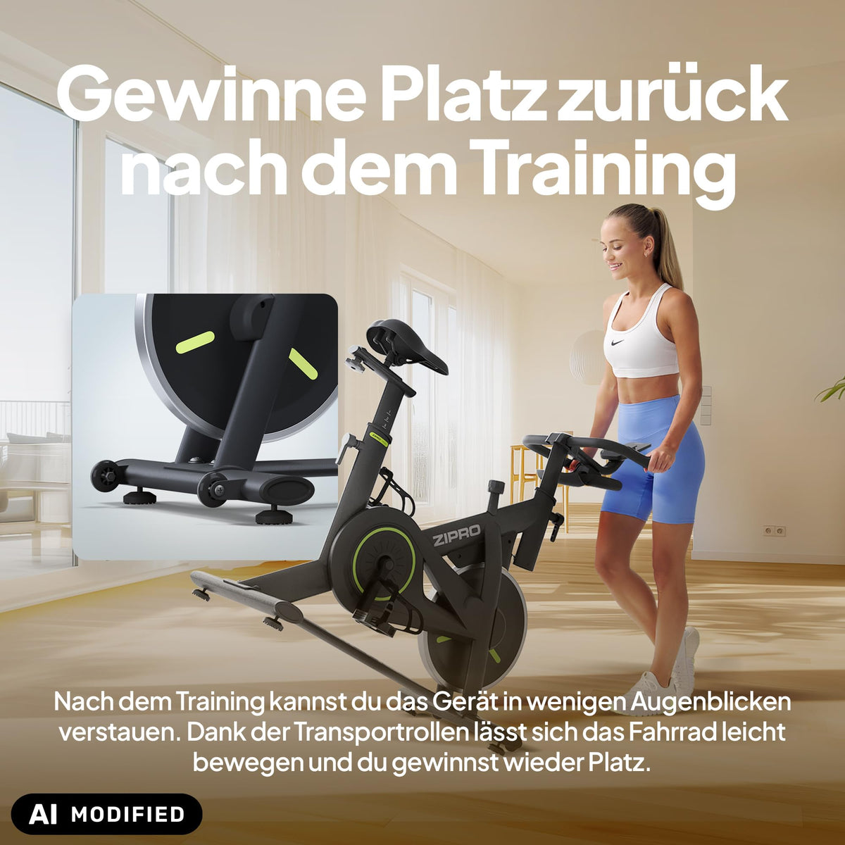 Heimtrainer Fahrrad mit App und Handpuls Ergometer für 145 bis 195 cm für Cardiotraining zu Hause