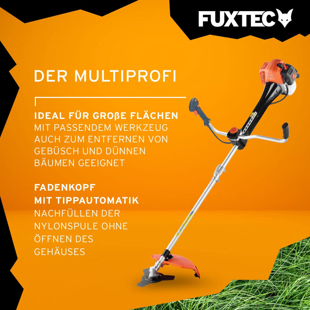 Benzin Motorsense FX-PS162 62ccm 3,5PS 2 Takt Antivibrationssystem für Garten Unkraut und Gras