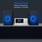 P85003 Micro Audio System Kompaktanlage Internetradio DAB Plus PLL UKW Radio Bluetooth USB AUX 2x150 W Silber