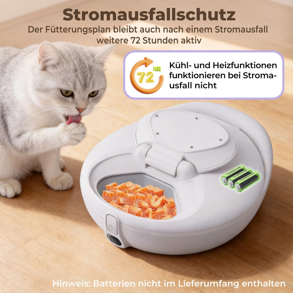 Intelligent Katzenfutterautomat Nassfutter Halbleiter Kühlung Heizung App 4 Frischmahlzeiten Infrarotsensorik