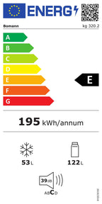 Kühlgefrierkombination 143cm 175L Energieklasse E leise 39 dB Türanschlag wechselbar KG 320.2 six