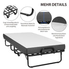 Klappbett 90x200 cm Erwachsene Gästebett 13cm Gedächtnisschaum Matratze klappbar Metallrahmen Rollen bis 200kg