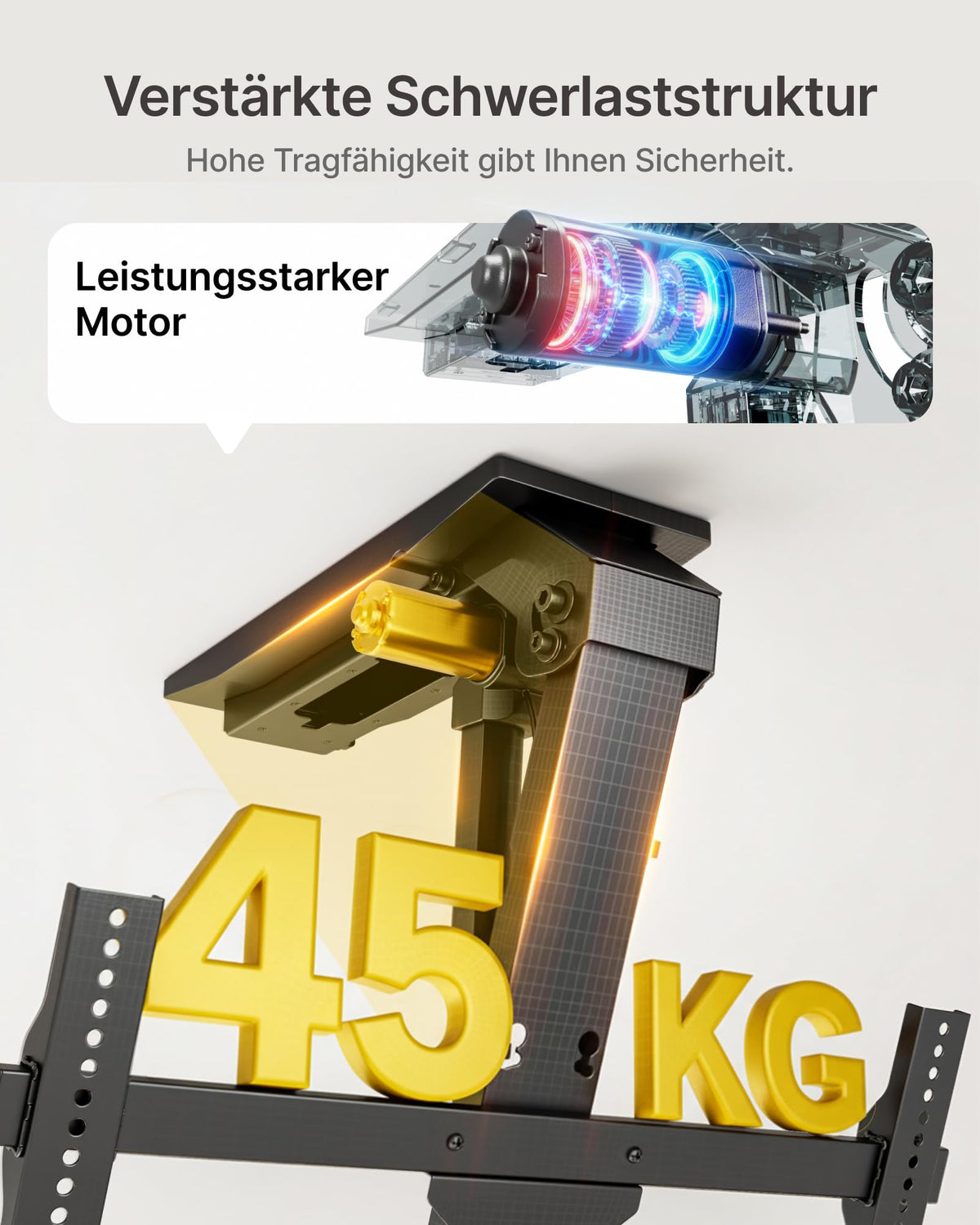 Elektrische TV Deckenhalterung Fernseherhalterung für 37 bis 75 Zoll bis 45 kg Deckenmontage