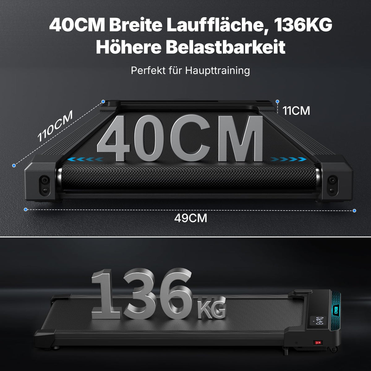 T19 Walking Pad 3 in 1 Laufband für Schreibtisch mit Fernbedienung für Homeoffice und Fitness zu Hause