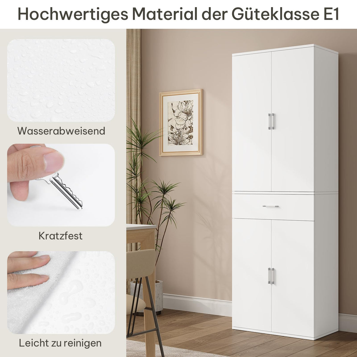 Aktenschrank Büroschrank für Büro mit Schublade und Türen 60x180x34 cm weiß Büromöbel Stauraum
