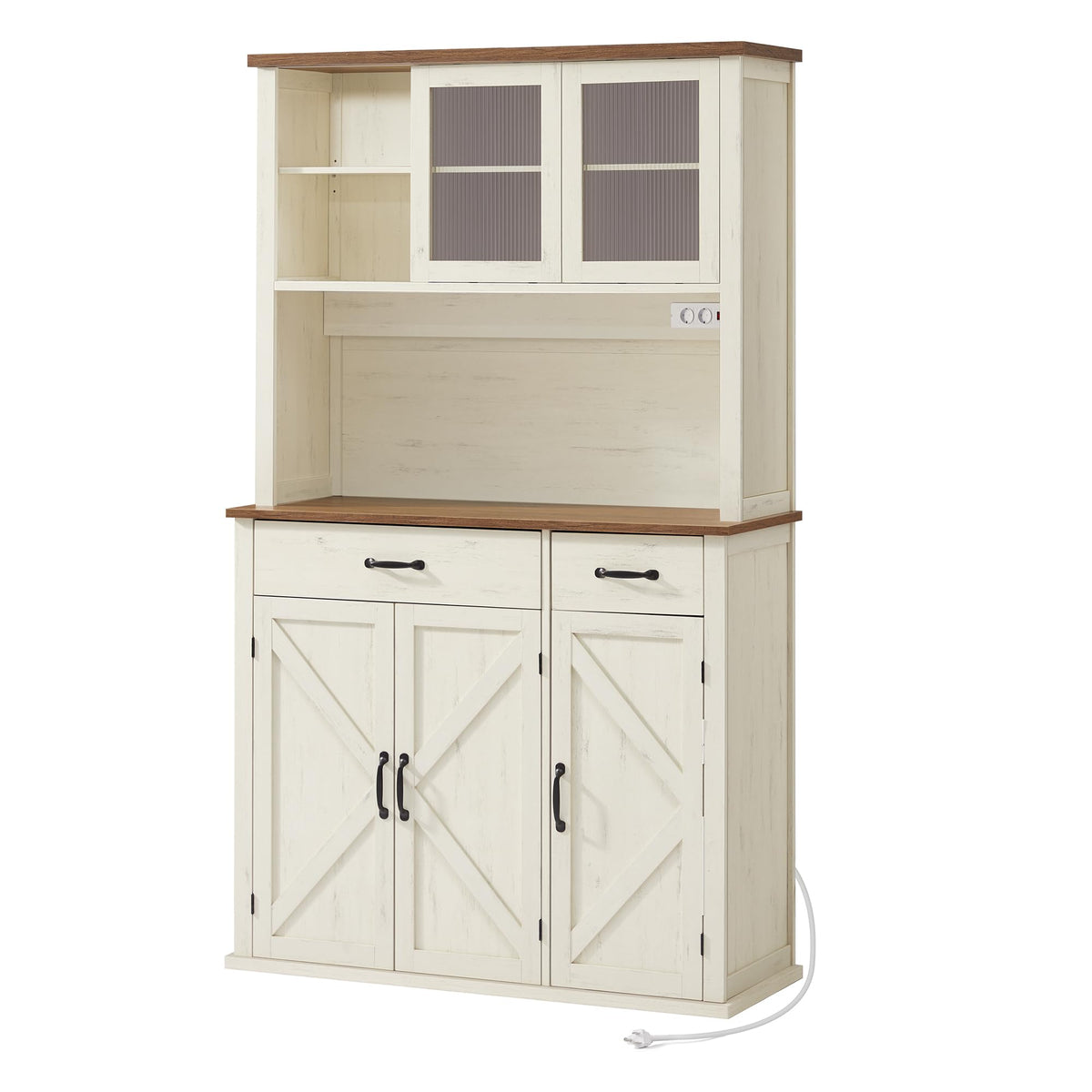 Sideboard mit Beleuchtung und Ladestation Küchenschrank mit Stauraum für Küche Wohnzimmer Esszimmer Flur