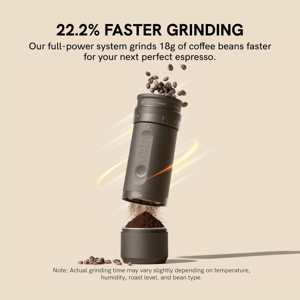 Fino Elektrische Kaffeemühle mit Kegelmahlwerk Tundra Brown für Espresso Filterkaffee French Press