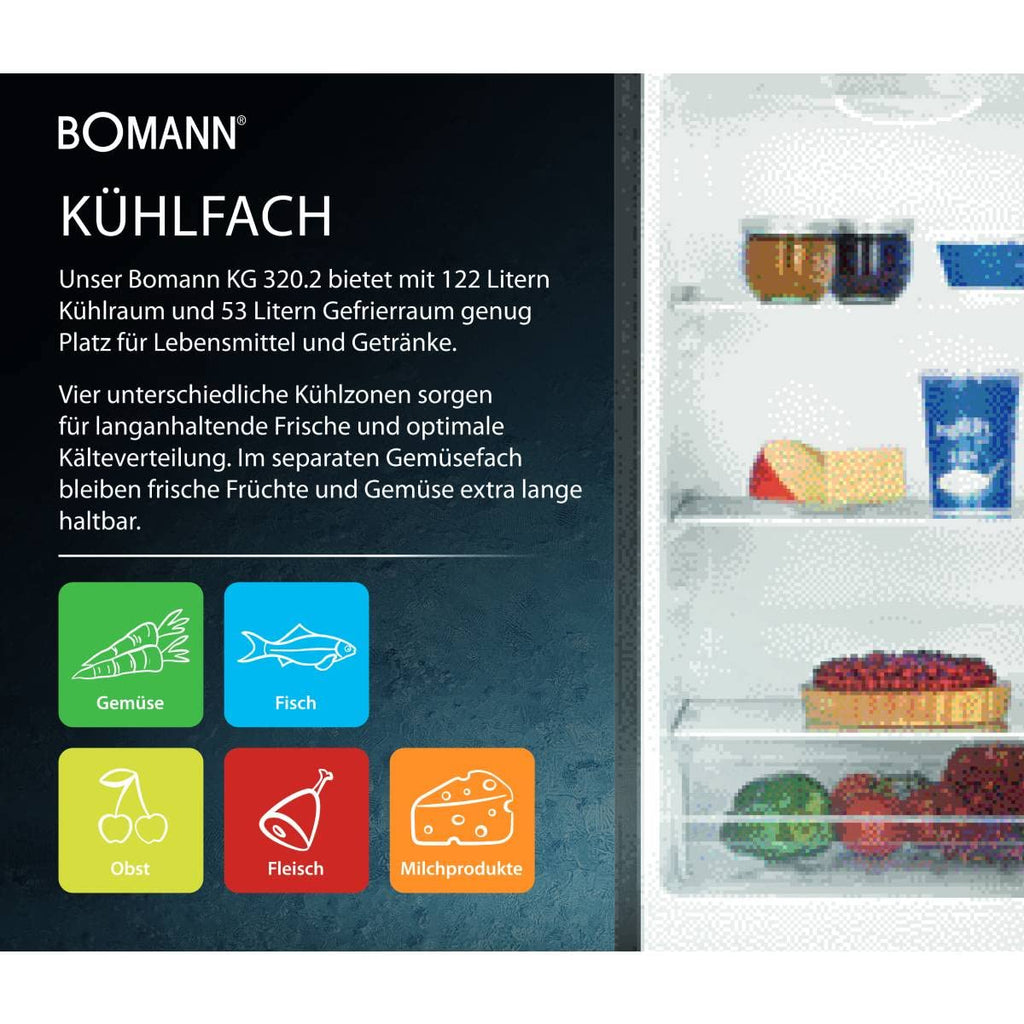 Kühlgefrierkombination 143cm 175L Energieklasse E leise 39 dB Türanschlag wechselbar KG 320.2 six