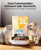 YumShare Dual Hopper 2 Futterautomat für Katze und Hund 2 Näpfe Kamera Gesichtserkennung 5L KI 2,4 und 5G WLAN