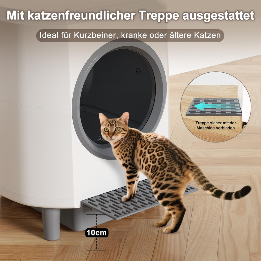 Selbstreinigende Katzentoilette 90L Großraum Katzenklo Elektrisch für Katzen mit automatischer Reinigung