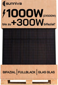 Solarpanel 2x 500 W Full Black Bifazial Glas Glas N Type Solarmodul PV Modul PMax 1000W 2x500W Balkonkraftwerk