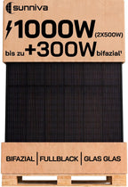 Solarpanel 2x 500 W Full Black Bifazial Glas Glas N Type Solarmodul PV Modul PMax 1000W 2x500W Balkonkraftwerk