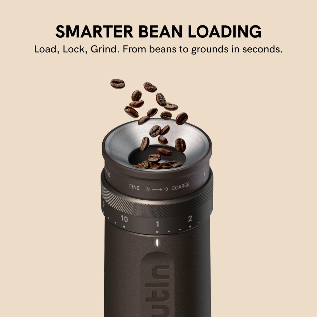 Fino Elektrische Kaffeemühle mit Kegelmahlwerk Tundra Brown für Espresso Filterkaffee French Press