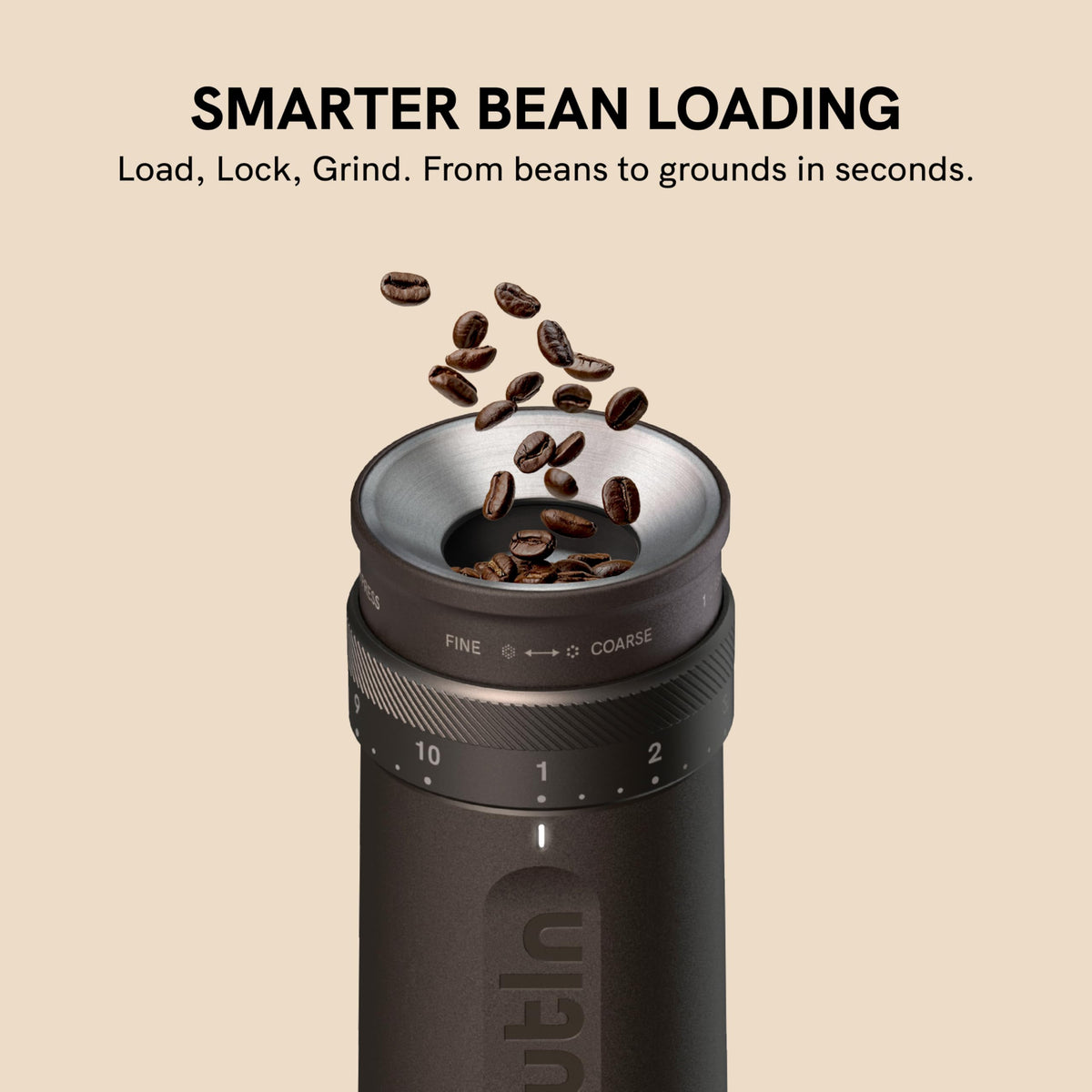 Fino Elektrische Kaffeemühle mit Kegelmahlwerk Tundra Brown für Espresso Filterkaffee French Press