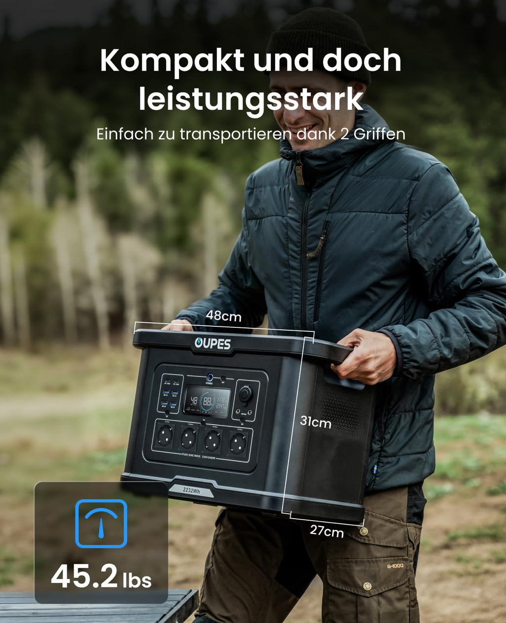 Exodus 2400 tragbare Powerstation 2048Wh LiFePO4 Batterie 2400W Notstromversorgung Camping Outdoor