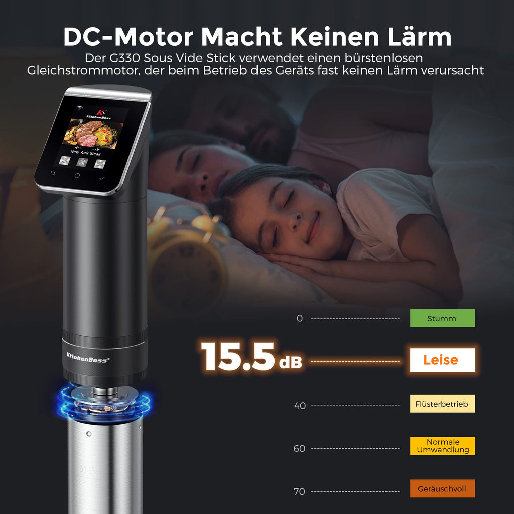 Sous Vide Garer Stick WLAN G330 bis 90°C IPX7 wasserdicht TFT Touch Display 360° Tauchzirkulator Timer