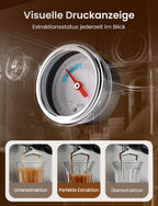 Espressomaschine aus Edelstahl mit sichtbarem Manometer und Barista Kit für Espresso und Cappuccino