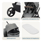 Zelia Select Trio Kinderwagen 3in1 mit Kindersitz 0 bis 4 Jahre 22 kg faltbar wendbar CabrioFix S iSize Grau