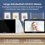Full HD Split Screen Babyphone 2 Kameras Nachtlicht 6 Farben Geräusch Lichtmaschine 20h abhörsicher ohne WLAN