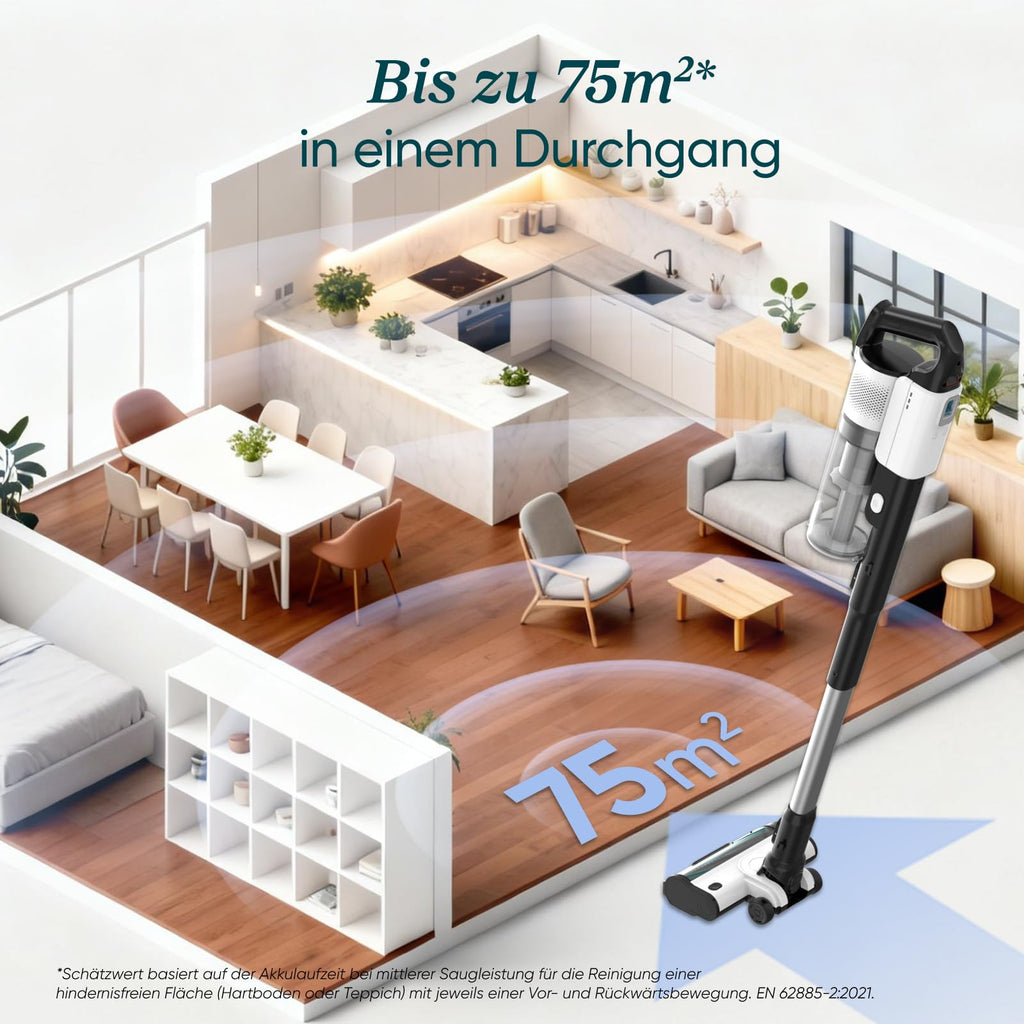 Akku Staubsauger LVAC 200 kabellos mit starker Saugkraft für Haushalt bis 75 m² Anti Tangle Schwarz