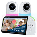 Full HD Split Screen Babyphone 2 Kameras Nachtlicht 6 Farben Geräusch Lichtmaschine 20h abhörsicher ohne WLAN