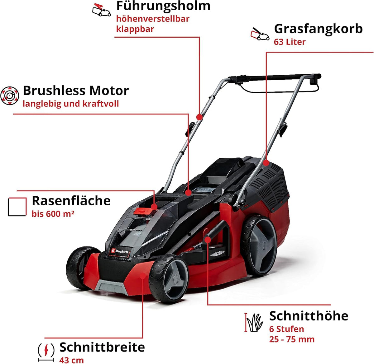 Akkurasenmäher GE CM 43 Li M Kit 43 cm Schnittbreite Lithium Ionen Akku und Ladegerät im Set