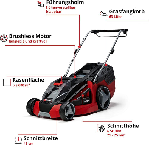 Akkurasenmäher GE CM 43 Li M Kit 43 cm Schnittbreite Lithium Ionen Akku und Ladegerät im Set