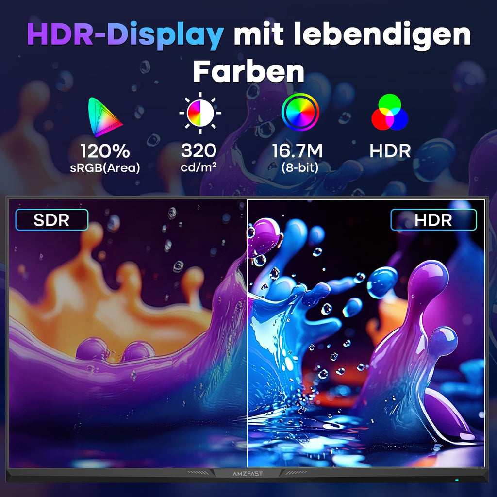 Gaming Monitor 24.5 Zoll 320Hz 1920x1080 1ms MPRT Fast IPS Adaptive Sync HDR TÜV HDMI DP VESA AMZG25F6F