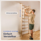 Sprossenwand für Erwachsene und Kinder mit Klimmzugstange und Dip Extension Kletterwand fürs Kinderzimmer