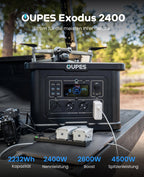 Exodus 2400 tragbare Powerstation 2048Wh LiFePO4 Batterie 2400W Notstromversorgung Camping Outdoor