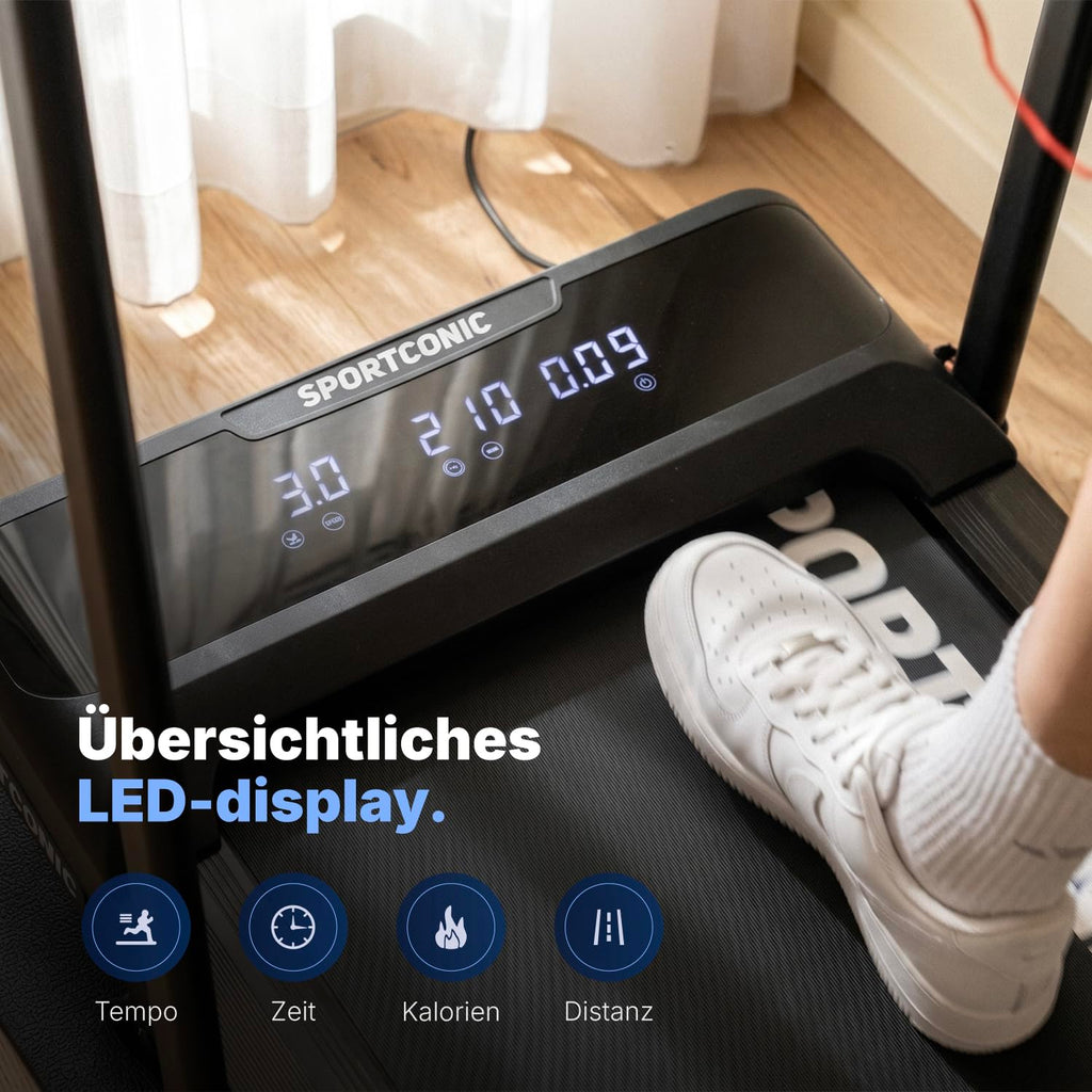 Laufband 1 bis 12 km/h klappbar elektrisch leise unterm Schreibtisch Walking Pad mit Steigung Tablet Halterung