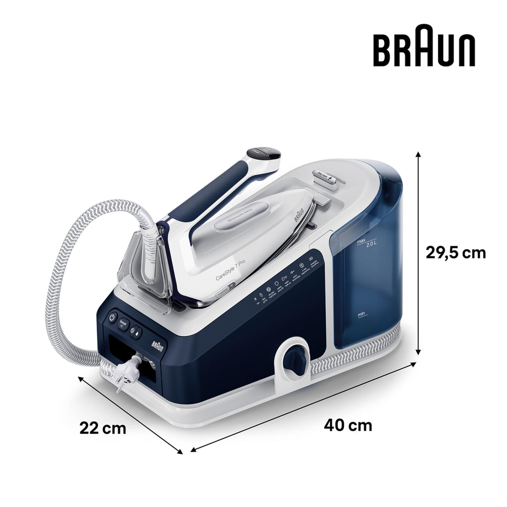 CareStyle 7 Pro IS 7282 BL Dampfbügeleisen FreeGlide 3D iCare abnehmbarer 2 L Tank 600 g/min 2700 W Blau Weiß