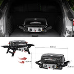 2 Brenner Gasgrill 5 kW Tischgrill mit klappbaren Seitentischen tragbarer BBQ Grill für Balkon Garten Schwarz