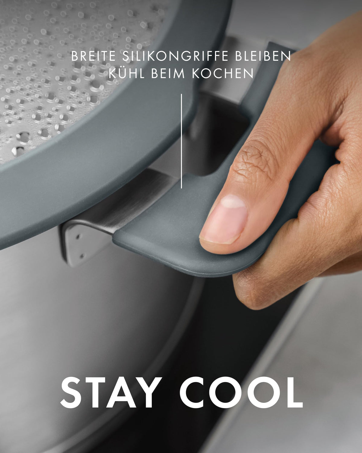 Simplify Kochtopf Set 5 teilig mit integriertem Sieb Induktionsgeeignet grau Kochgeschirr Set