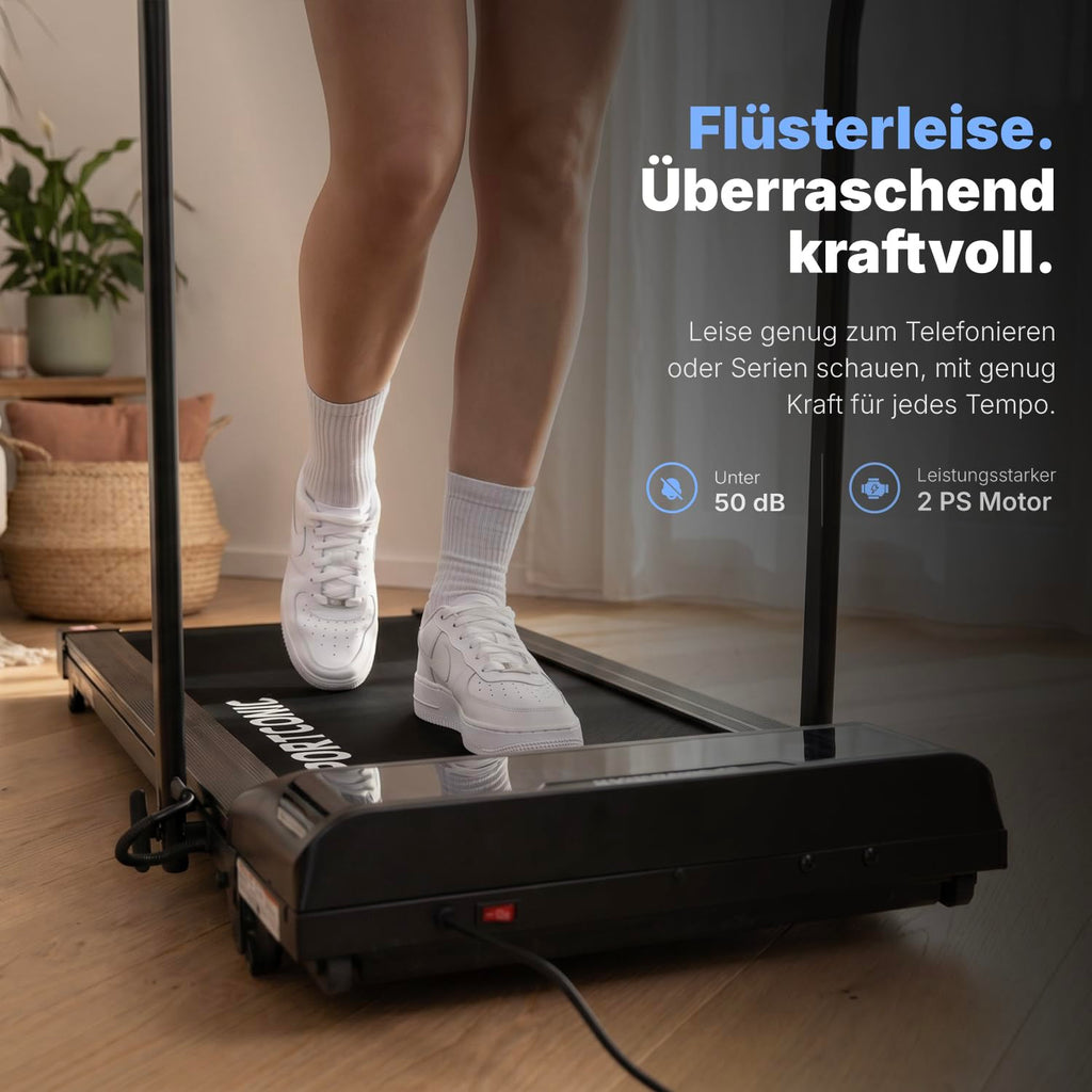 Laufband 1 bis 12 km/h klappbar elektrisch leise unterm Schreibtisch Walking Pad mit Steigung Tablet Halterung