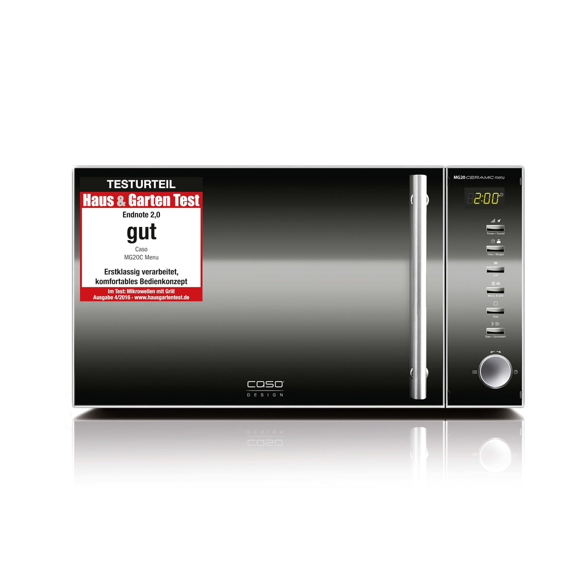 MG20 Ceramic Menu Mikrowelle mit Grillfunktion ohne Drehteller 1000 Watt für schnelles Erwärmen und Grillen