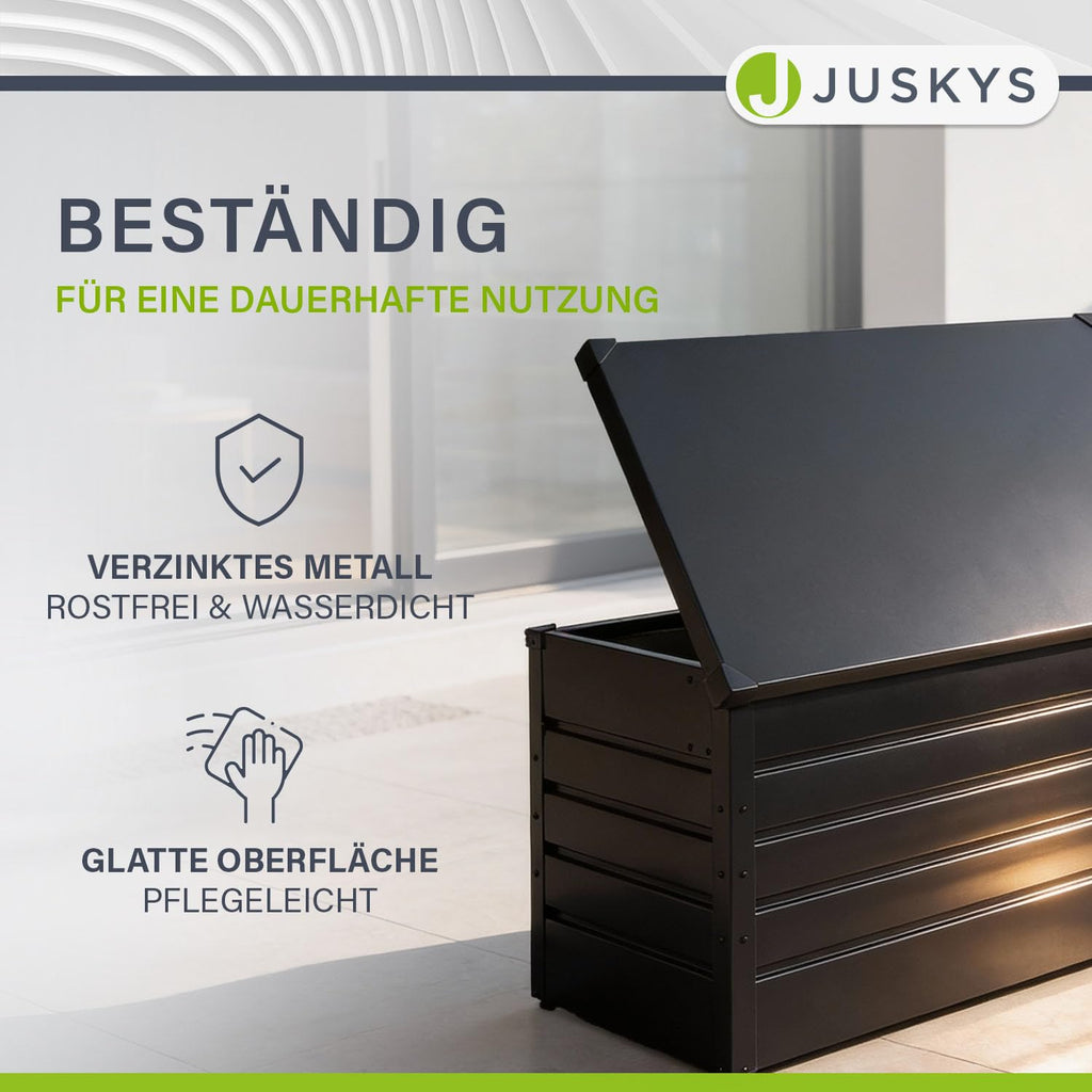 Metall Aufbewahrungsbox Limani 380 Liter Outdoor Box wasserdicht abschließbar Gartenbox Kissenbox Anthrazit