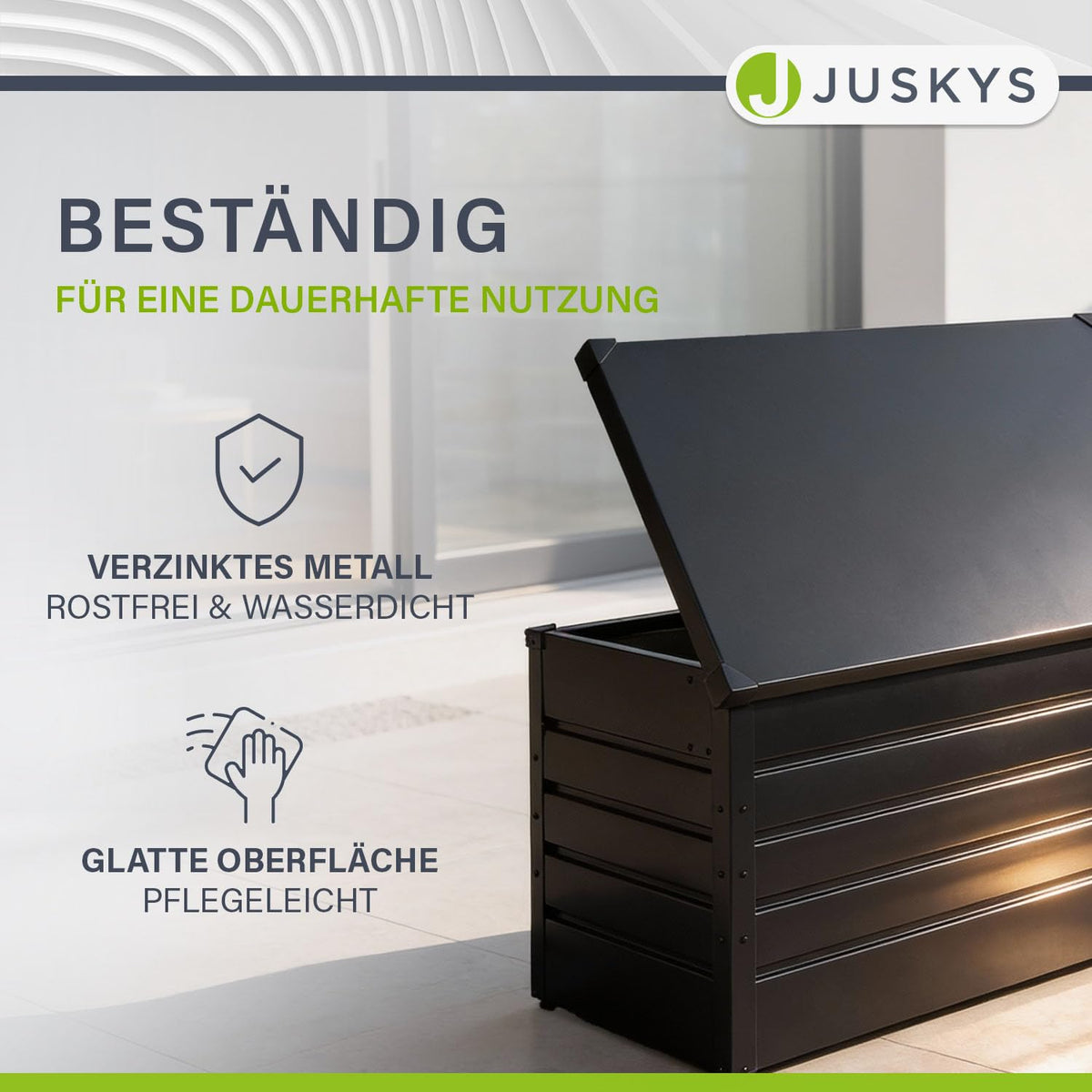 Metall Aufbewahrungsbox Limani 380 Liter Outdoor Box wasserdicht abschließbar Gartenbox Kissenbox Anthrazit