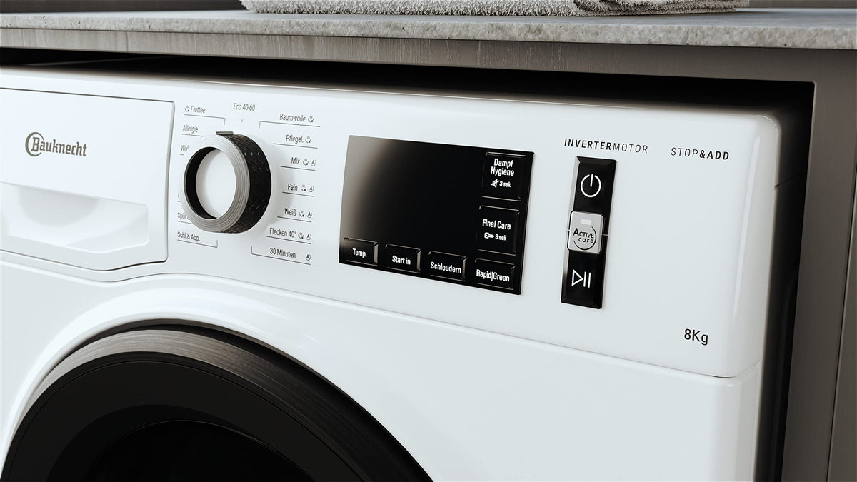 W Active 8A Waschmaschine Frontlader 8kg Fleckentfernung Steam Hygiene Energieklasse A Stopp und Add ProSilent