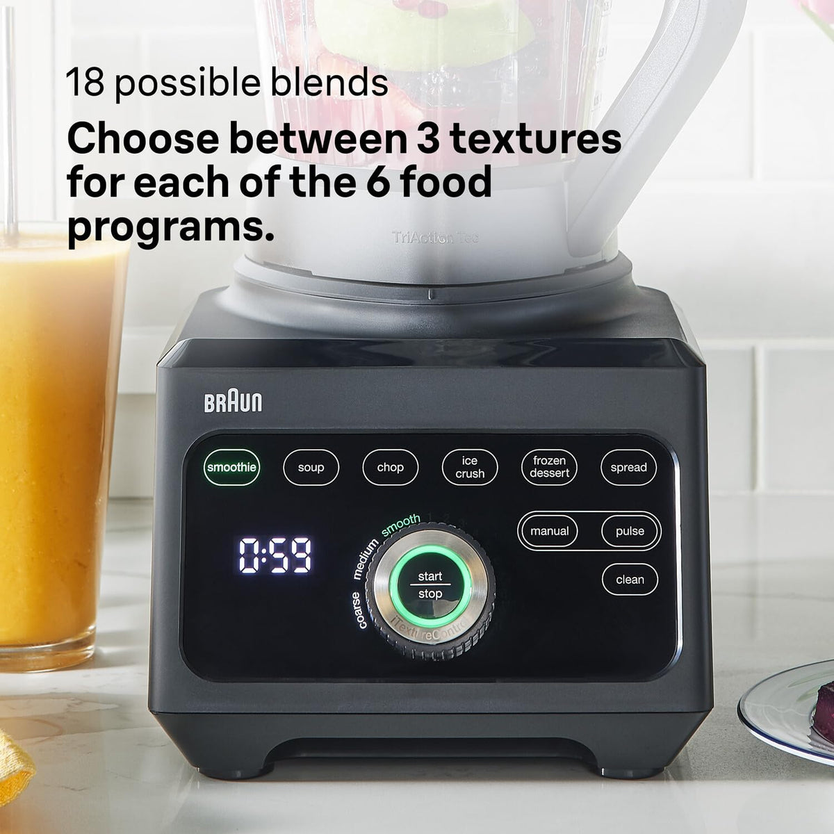 PowerBlend 9 JB9040BK Hochleistungsstandmixer 1600 Watt 2 l Tritanbehälter 18 Programme 10 Stufen Schwarz