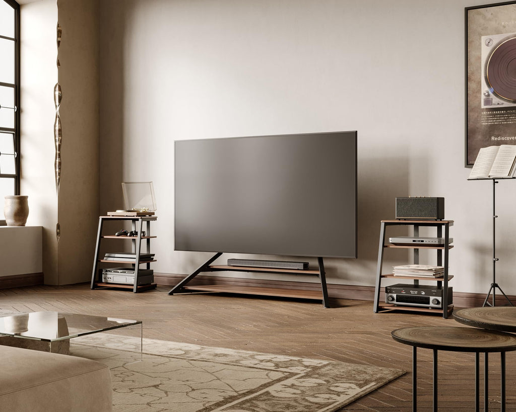 HiFi Rack aus Holz und Stahl mit verstellbaren Ablagen 61 x 52 x 78 cm für Fernseher und Audiogeräte