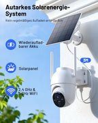 2K Überwachungskamera Aussen Akku Solar 2 Kameras Set mit Basisstation kabellos wetterfest Überwachungssystem