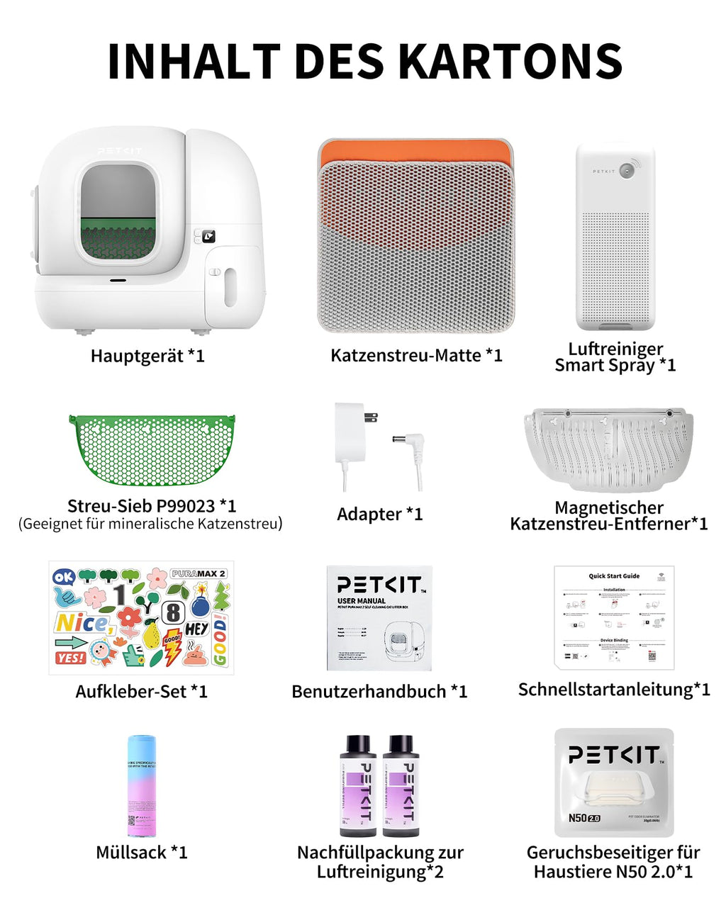 Pura Max 2 selbstreinigende Katzentoilette 76L xSecure Geruchsbeseitigung App Steuerung für mehrere Katzen