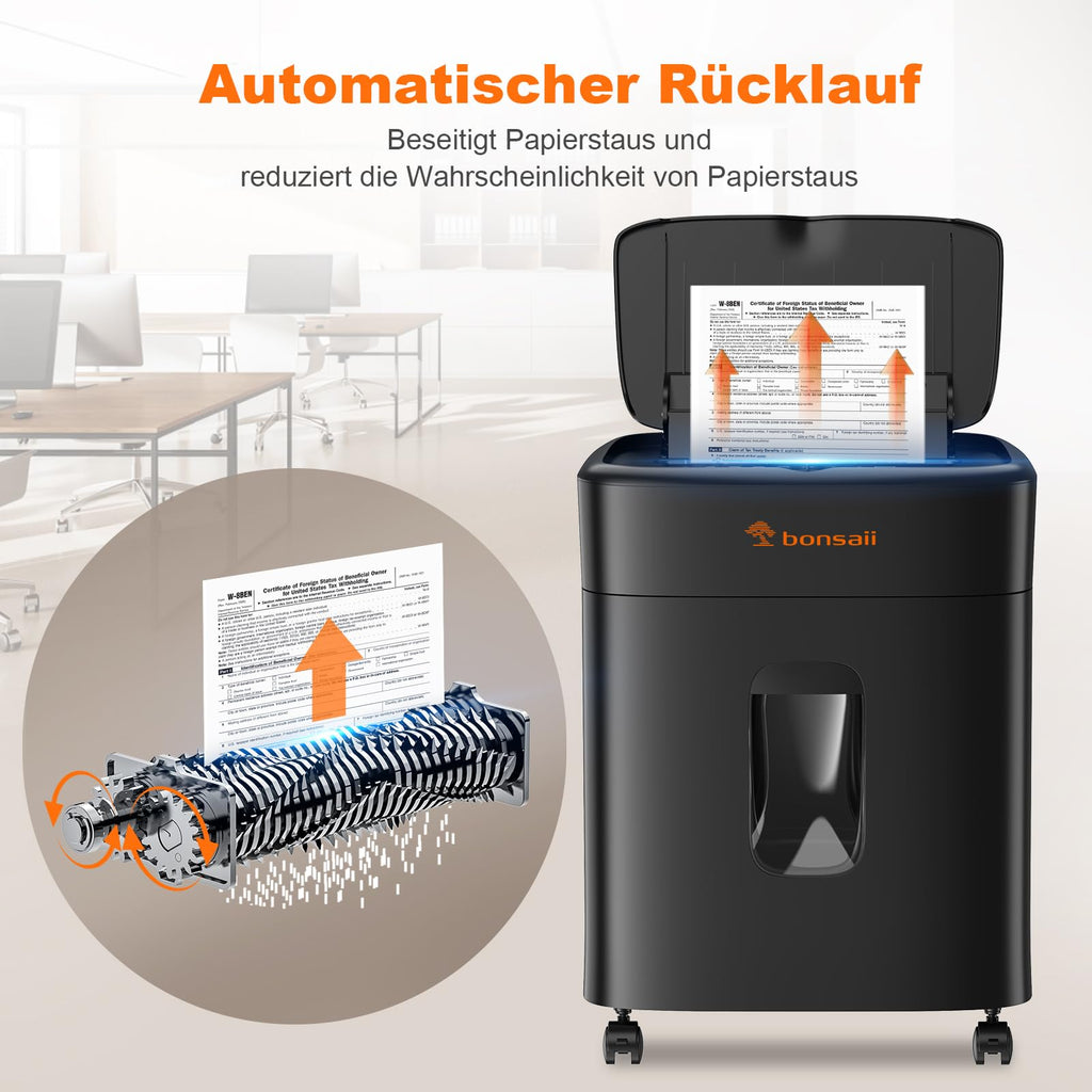Aktenvernichter mit 100 Blatt Auto Feed P4 Mikroschnitt für Büro und Home Office leise und leistungsstark