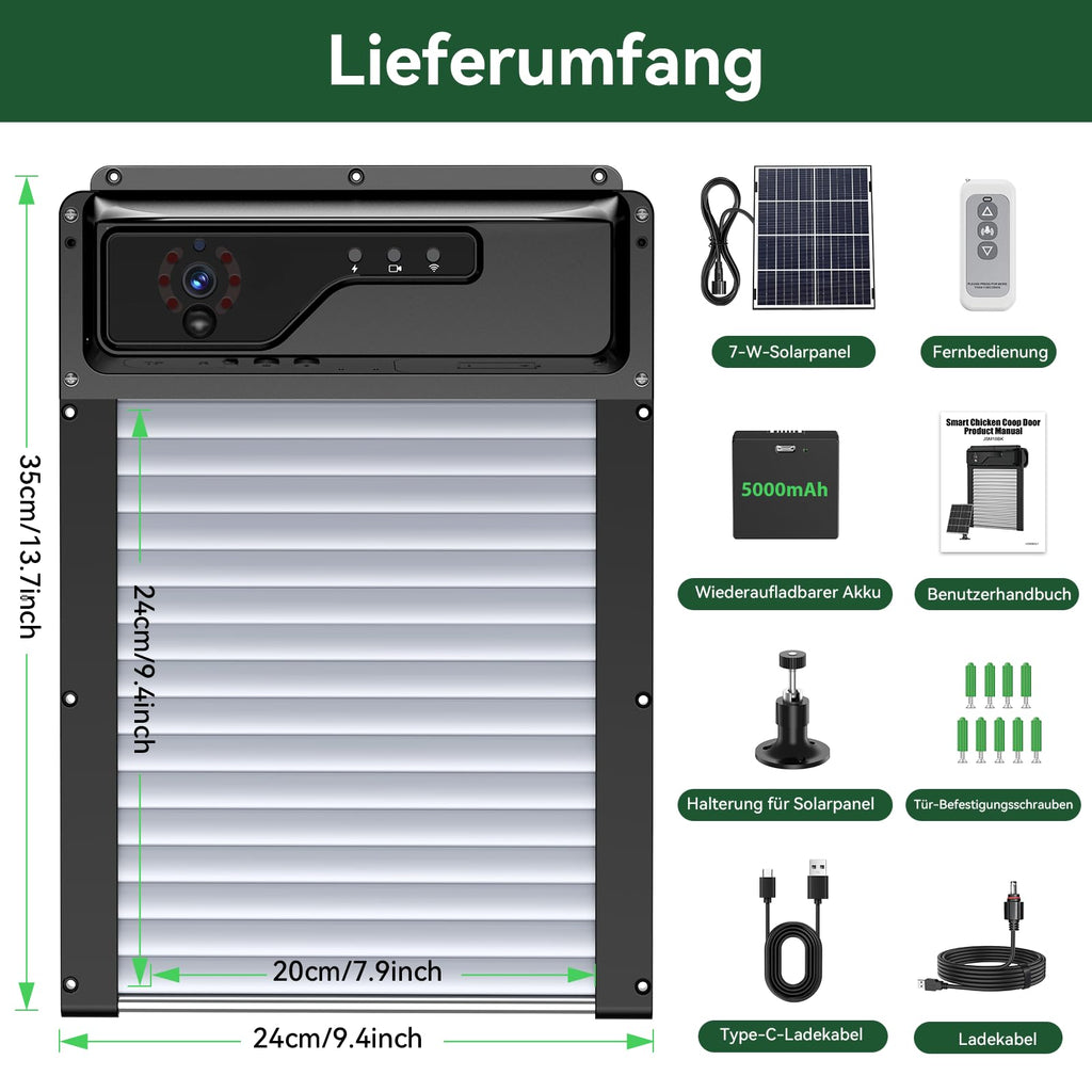 1080P Kamera Automatische Hühnerklappe mit Solar und WiFi App Steuerung für Hühnerstall und Stalltür